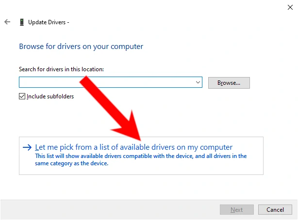 Let me pick from a list of available drivers