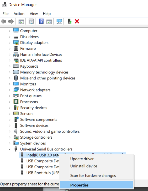 Device Manager USB Expanded Tree