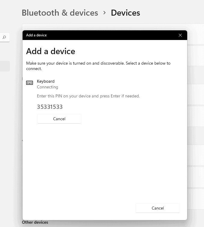 Windows 11 - Bluetooth Keyboard Pairing
