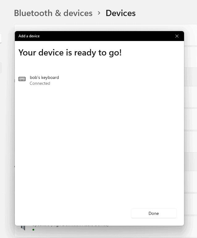 Windows 11 - Bluetooth Magic Keyboard has been paired