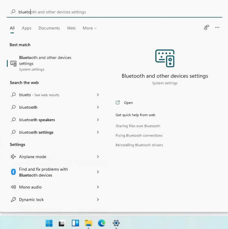 Bluetooth and other Device Settings - Windows 11