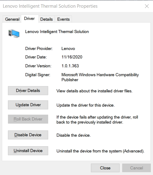 Lenovo Intelligent Thermal Solution Driver | Device Drivers
