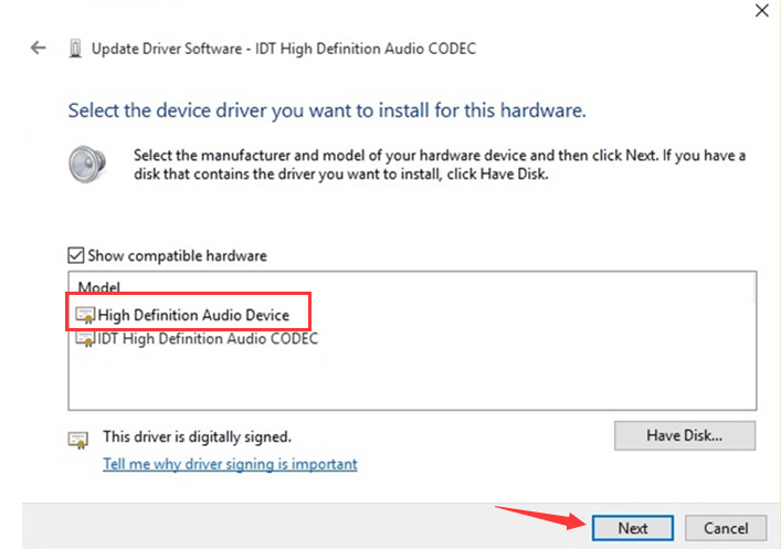 UPdate IDT High Definition Audio CODEC Windows 10