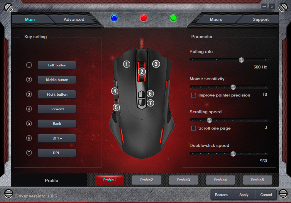 T7 Wireless Gaming mouse Options software