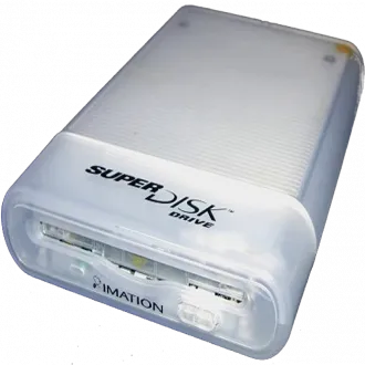 An image of a Imation SuperDisk LS-120 USB drive.