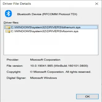 Intel/Microsoft Bluetooth Device (RFCOMM Protocol TDI) Drivers