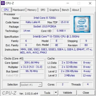 CPU-Z CPU - System information software