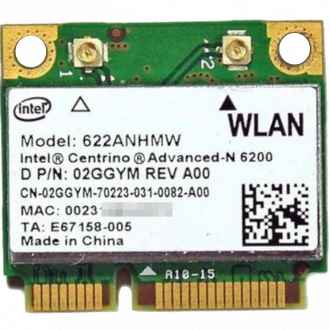 An image of a Mini PCIe Intel® Centrino® Advanced-N 6200 WiFi Adapter.