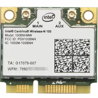 An image of a Intel® Centrino® Wireless-N 100 Wireless Adater in a mini PCIe form factor.