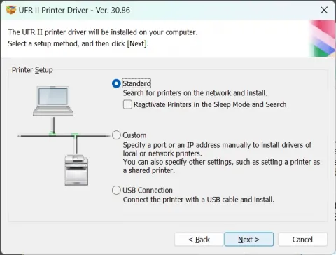 Search for the Printer or connect USB