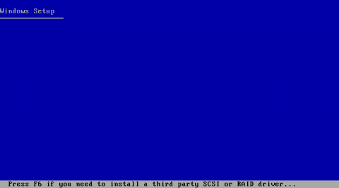 Press F6 if you need to install a third party SCSI or RAID driver