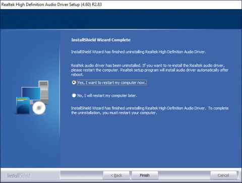 Realtek Installer Reboot?