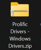 The downloaded PL23XX Archive. this will need to be extracted.