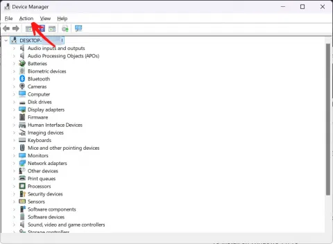 Go to the device manager click Action