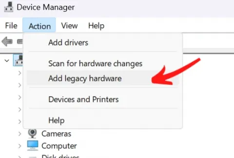 Then go to down and click Add legacy hardware