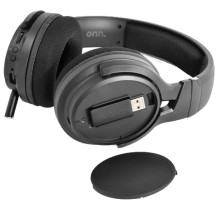 onn. Rechargable Wireless Gaming Headset for Computers with 2.4 GHz USB Connector