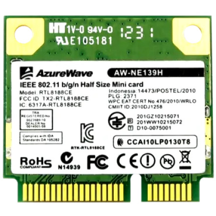 AzureWave AW-NE139H Mini-PCIe Wireless Drivers