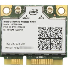 An image of a Intel® Centrino® Wireless-N 100 Wireless Adater in a mini PCIe form factor.