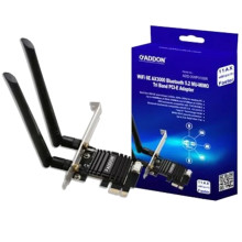 An image of the ADDON ADD-XWP3100R Wireless/Bluetooth Adapter with packaging in the foreground.