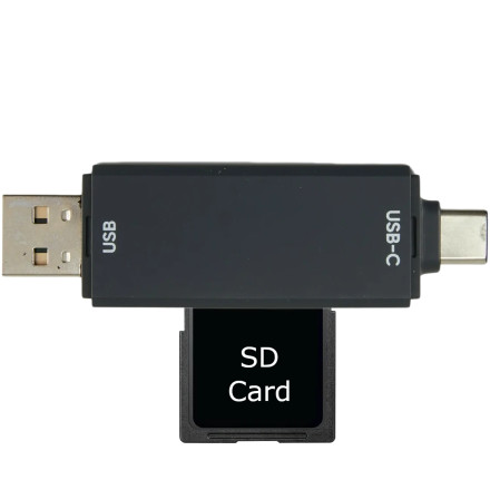onn. USB C/USB 2.0 Memory Card Reader (ONNRW7105-BLK) 