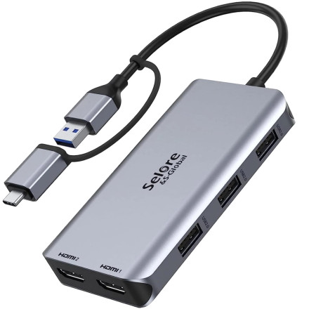 Selore SEUC0228 USB C 2 Hub HDMI USB3.0 Docking Station 