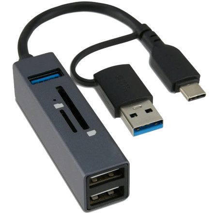Onn. 100130499 5-Ports USB 3.0 Hub with SD and microSD Card Reader