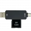 onn. USB C/USB 2.0 Memory Card Reader (ONNRW7105-BLK) 